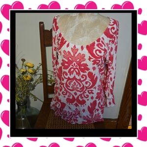 INC International Concepts Pink and White Blouse Size Xl